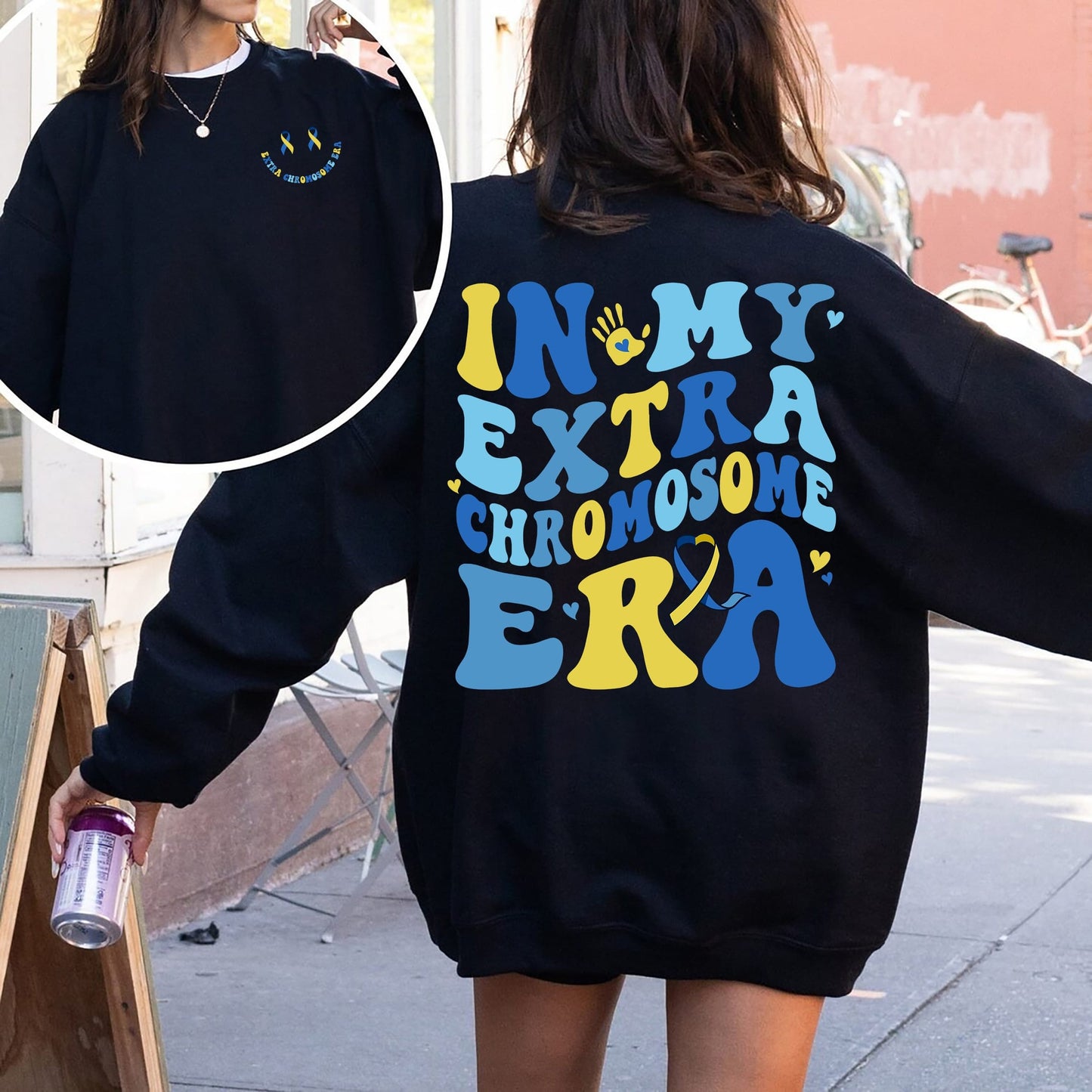 In My Extra Chromosome Era Shirt, Down Syndrome Awareness Sweatshirt, 3 21 Down Syndrome Shirt,Blue Yellow Ribbon,Down Warrior,Support tee
