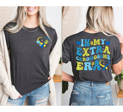 In My Extra Chromosome Era Sweatshirt, Down Syndrome Awareness Hoodie,T21 Down Syndrome Shirt,Blue Yellow Ribbon,Down Warrior,Support Shirt
