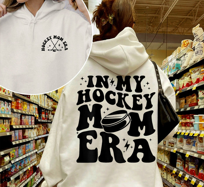 In My Hockey Mom Era Hoodie, Hockey Mom Sweatshirt, Retro Hockey Season Sweater, High School Hockey, Sports Mom Sweat, Hockey Mom Gift