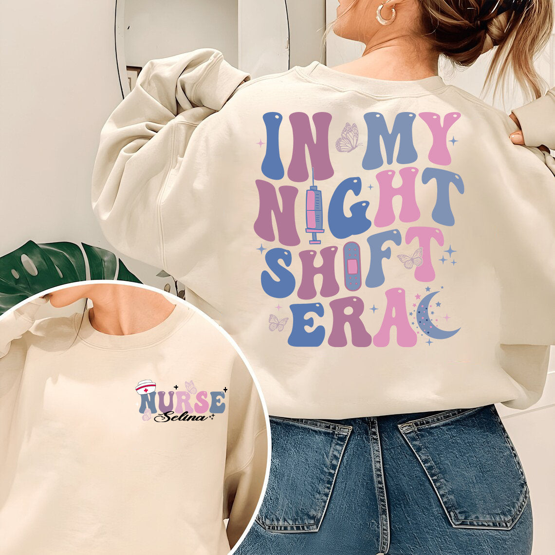 In My Night Shift Era Sweatshirt, Custom Name Nurse Shirt, Night Shift Nurse Shirt,Gift for Nurse,Nursing School Student Grad,New Nurse Gift