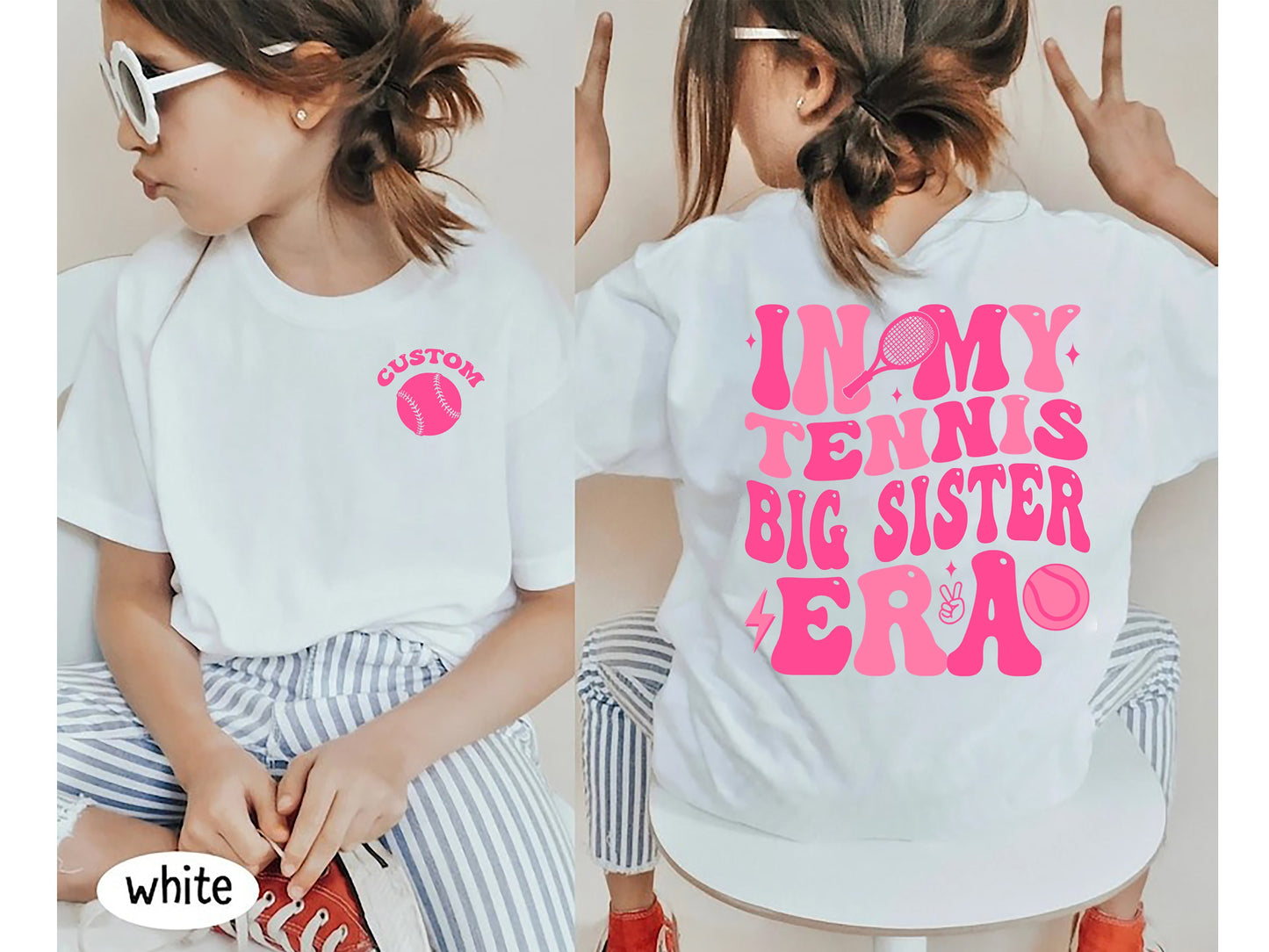 In My Tennis Big Sister Era Shirt, Custom Big Sister Shirt, Toddler Shirt, Retro Kids Shirt, Gifts for Kids, Sport Kid Tee, Gift for Girls