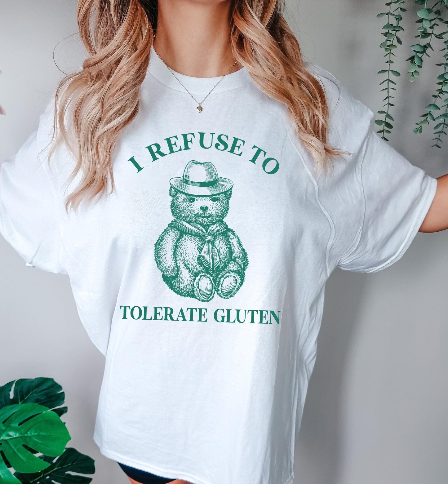 I Refuse To Tolerate Gluten Shirt, Tolerate Gluten Tee, Graphic Tee, Vintage Style Shirt, Sarcastic Shirt, Weird Shirt, Bear Shirt