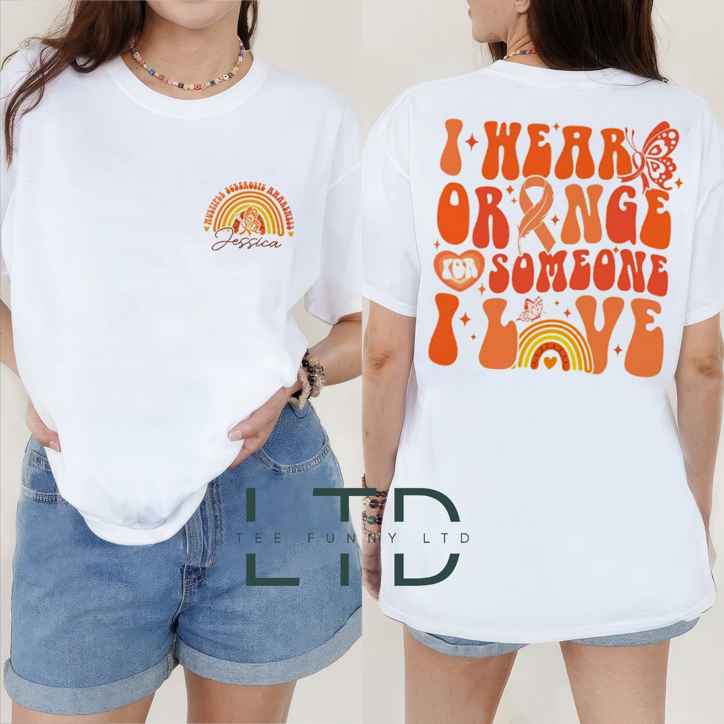 I Wear Orange For Multiple Sclerosis, Personalized Multiple Sclerosis Awareness Shirt, MS Warrior Sweatshirt, MS Support Gift Shirt