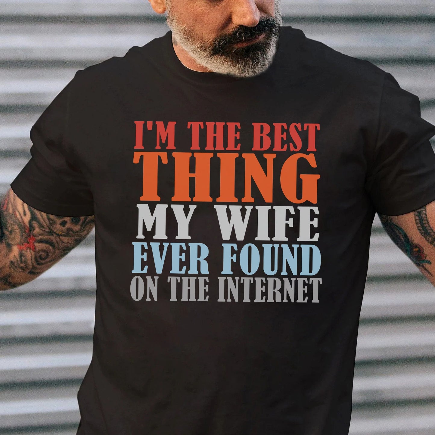 Jeg er den bedste ting min kone nogensinde har fundet på internettet skjorte, sjov online dating t-shirt, fars dag t-shirt, online dating mødt online, far gave
