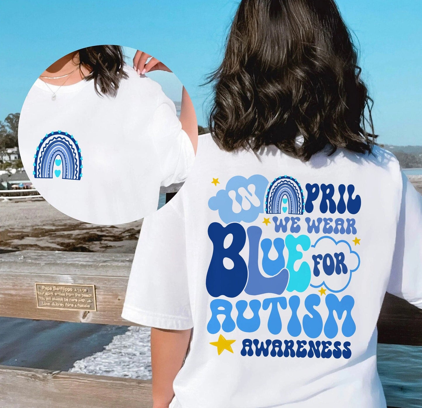 In April We Wear Blue For Autism Awareness T-Shirt, Autism Rainbow Shirt, Autism Awareness T-Shirt, Autism T-shirt, We Wear Blue for Autism
