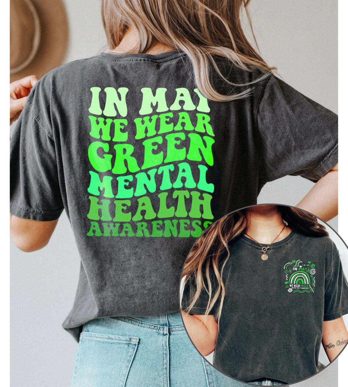 In May We Wear Green For Mental Health Awareness Shirt, Mental Health shirt, Mental Health Month, mental illness png, Mental support shirt