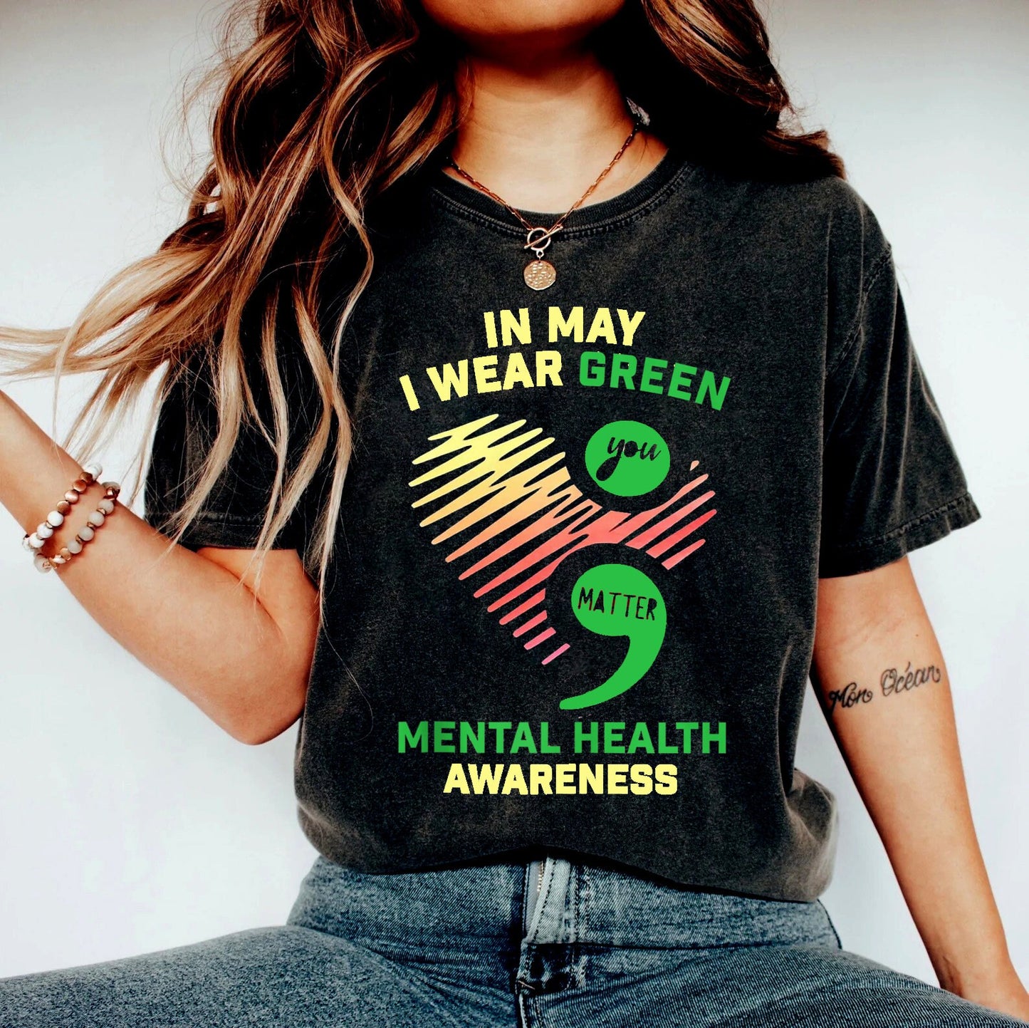 In May We Wear Green Summer Shirt, Mental Health Awareness Shirt, Green Ribbon Tee, Mental Health Matter, Therapist Tee,Psychologist tee