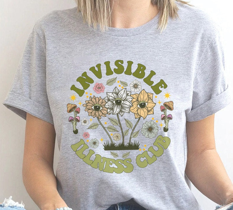 Invisible Illness Club T-shirt, Disability Awareness Shirt Spoonie Shirt, Chronic Pain Shirt, Medical Awarenes Tee, Groovy Illness Club