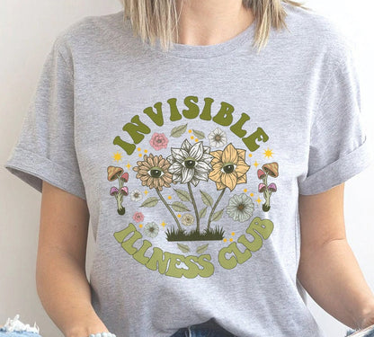 Invisible Illness Club T-shirt, Disability Awareness Shirt Spoonie Shirt, Chronic Pain Shirt, Medical Awarenes Tee, Groovy Illness Club