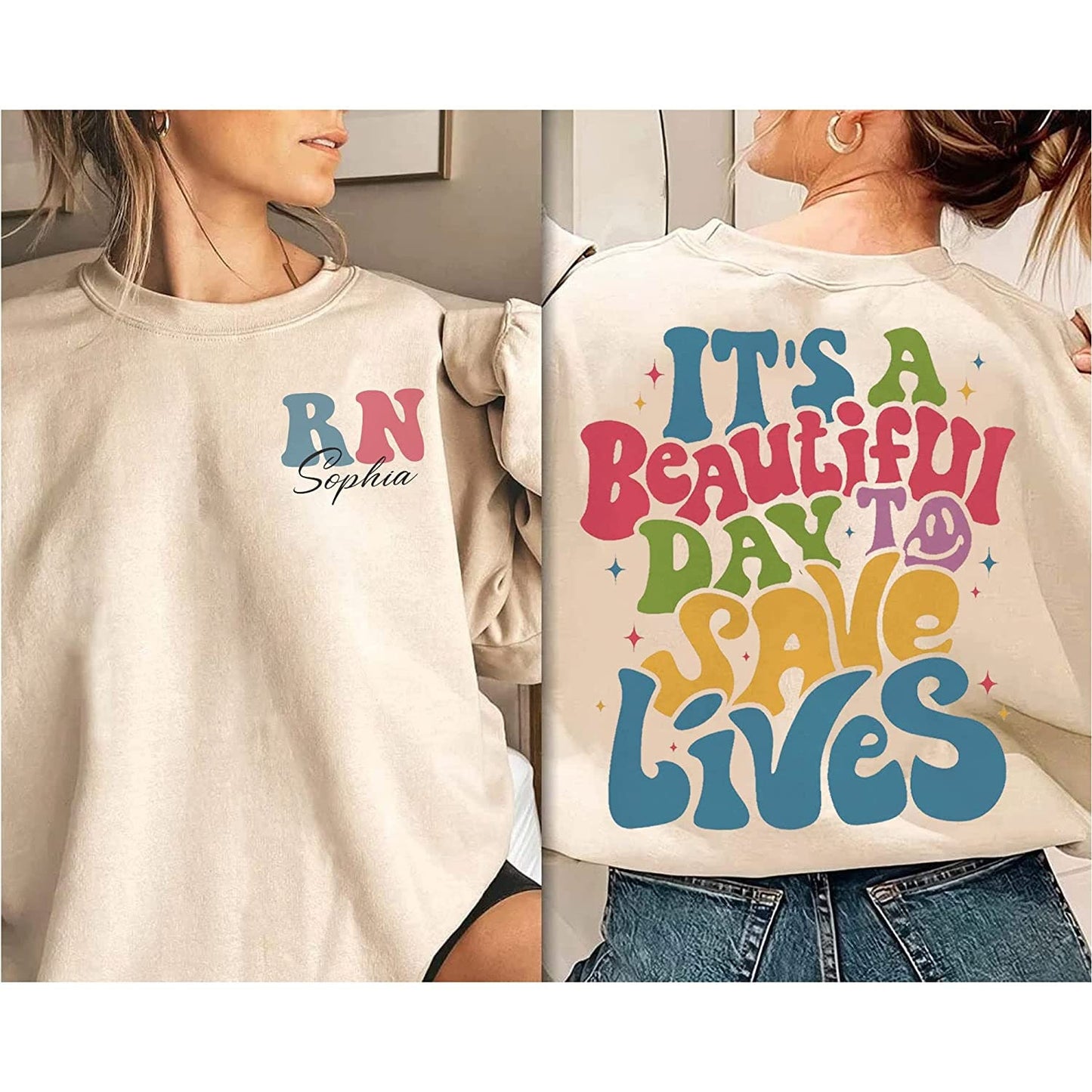 It's Beautiful Day To Save Lives Shirt, Custom Nurse Shirt, Nurse Sweater, New Nurse Gift, Picu Nurse Shirt, Registered Nurse RN Icu Shirt