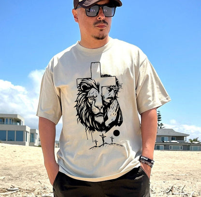 Jesus Cross Lion Shirt, Christians Tee, File T-shirt, Prayer Shirt, Jesus T-shirt, Faith Shirt, Jesus Cross Tee, Believe Cross Shirt