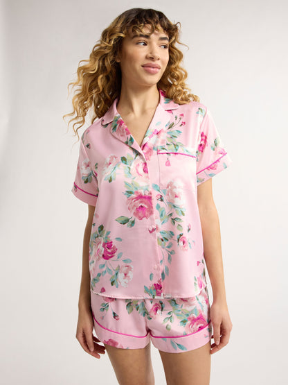 Joyspun Women’s and Women’s Plus Bridal Satin Shortie Pajama Set, Sizes XS to 3X