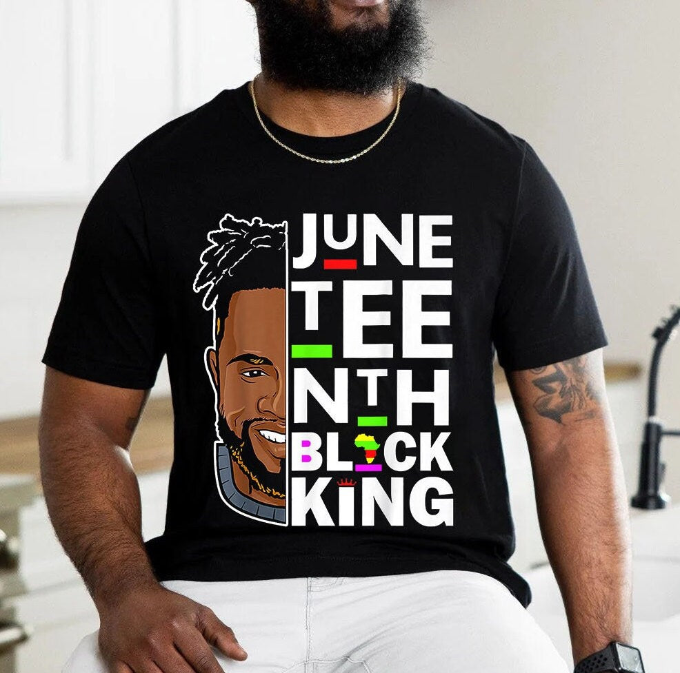Juneteenth Black King Melanin Athair Daid Fir Mac Daid Da Buachaillí T-léine, Black Lives Matter Shirt, Juneteenth Shirt, Human Equality Léine