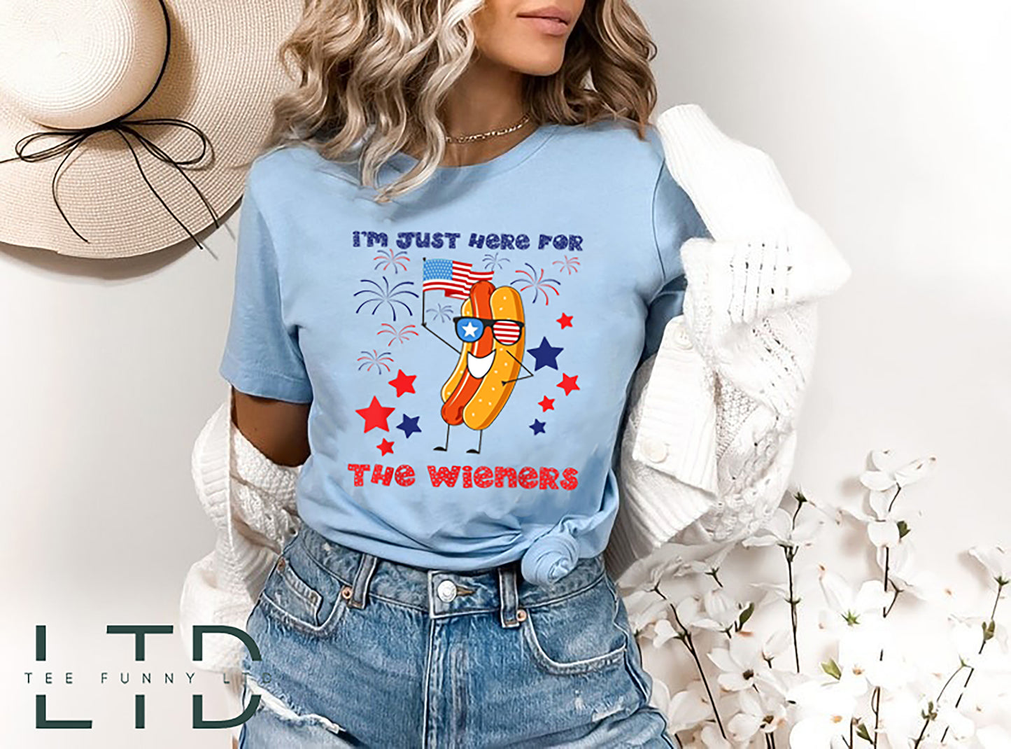 Díreach Anseo Do The Wieners 4 Iúil Léine, Madra Te 4 Iúil, Lá Saoirse, Ceathrú Iúil, Léine Lover Madraí Te