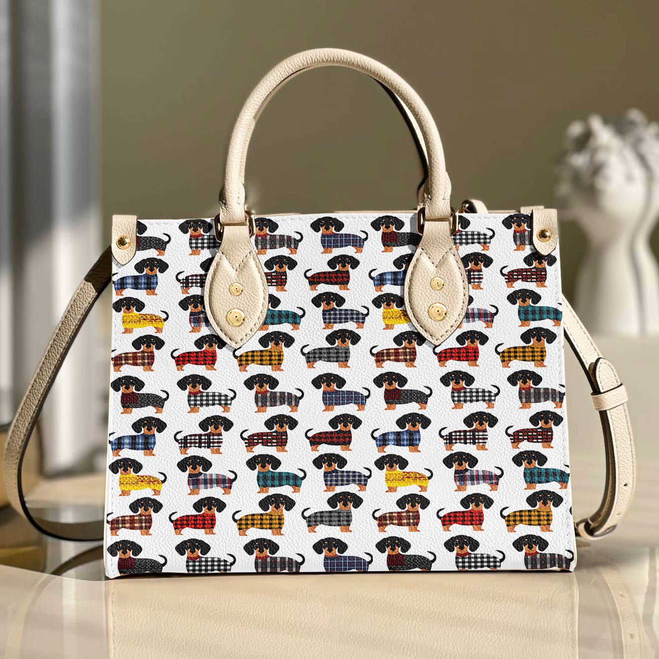 Leather Bag Amazing Flannel Dachshund