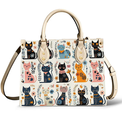 Leather Bag Midnight Meows And Morning Blooms