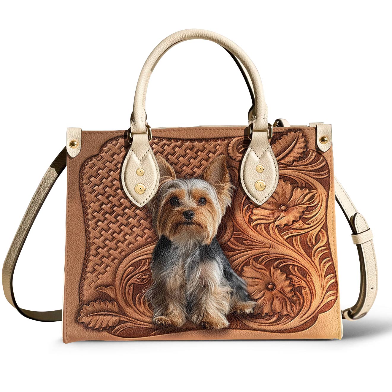 Leather Bag Yorkie Blossom Charm