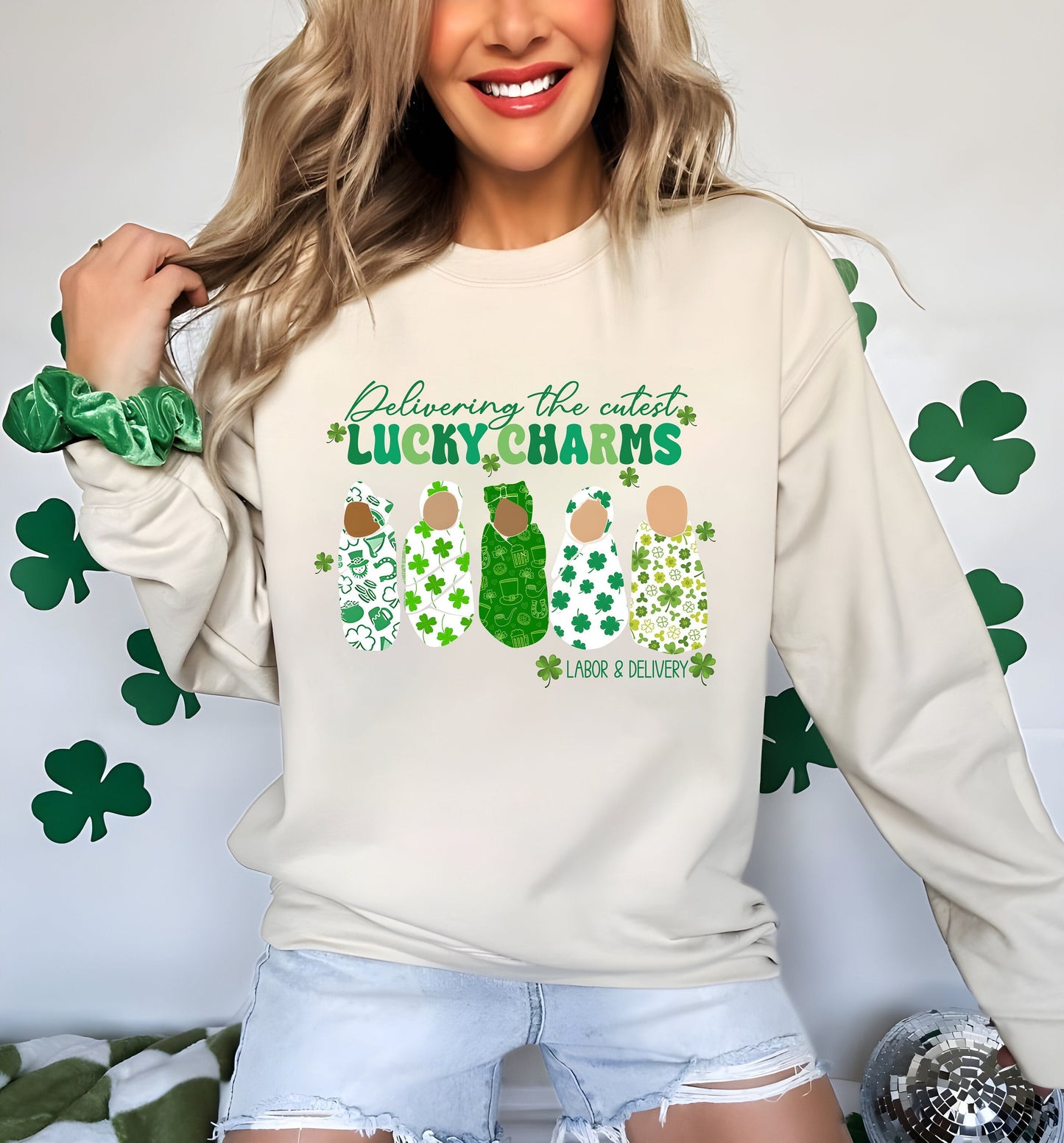Labor And Delivery St Patricks Day Sweatshirt,Lucky L&D Nurse Saint Patrick's Shirt,Cute L And D St Paddy's Day,Delivering The Cutest Charms
