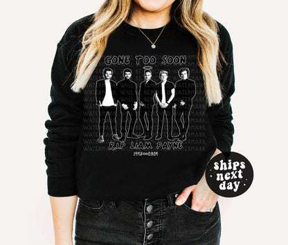 Liam Payne Sweatshirt 1993-2024 Rest In Peace Liam Payne RIP In Memory Of Liam Payne T-shirt 1D Fan Gift For Her Gone Too Soon Tee Memorial