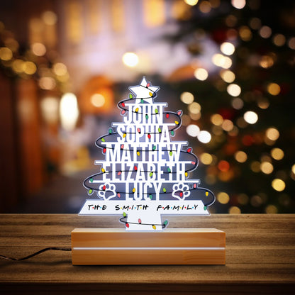 Personalized Family With Dog Night Light,  Personalized Gift for Family, Night light girl boy bedroom bedside light, Gift for Christmas Family, Home decoration