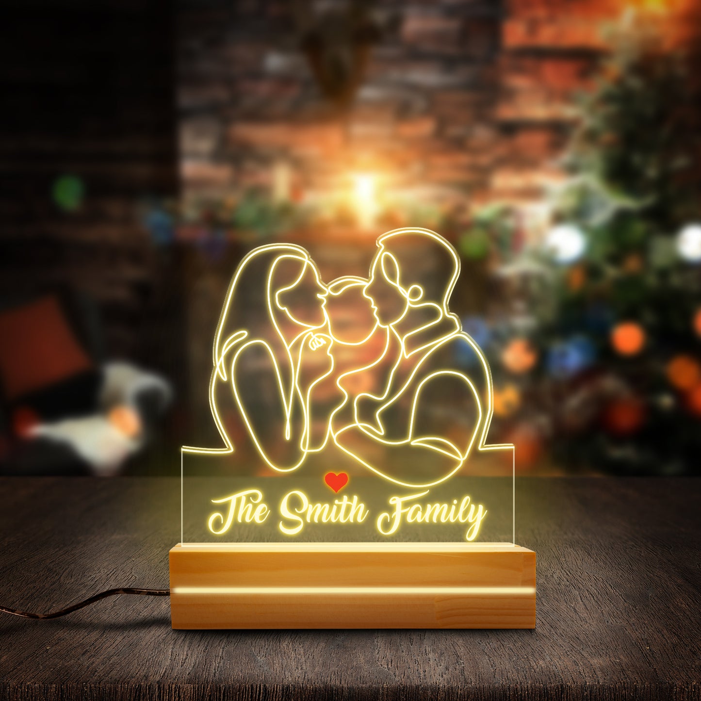 Personalized Family Night Light, Personalized Gift for Family, Night light girl boy bedroom bedside light, Gift for Christmas Family, Home decoration