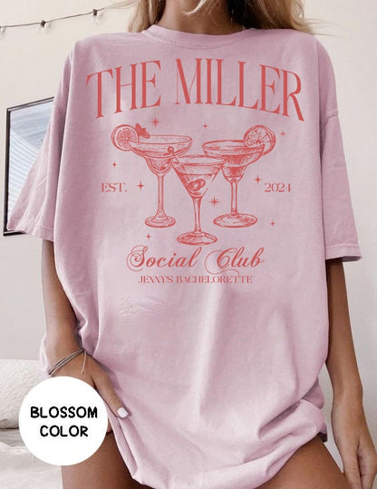 Luxury Bachelorette party shirt, Custom Name Crewneck Shirt, Social Cocktail Club Bachelorette, Bridal Party Gifts,Bride Wedding favor Shirt