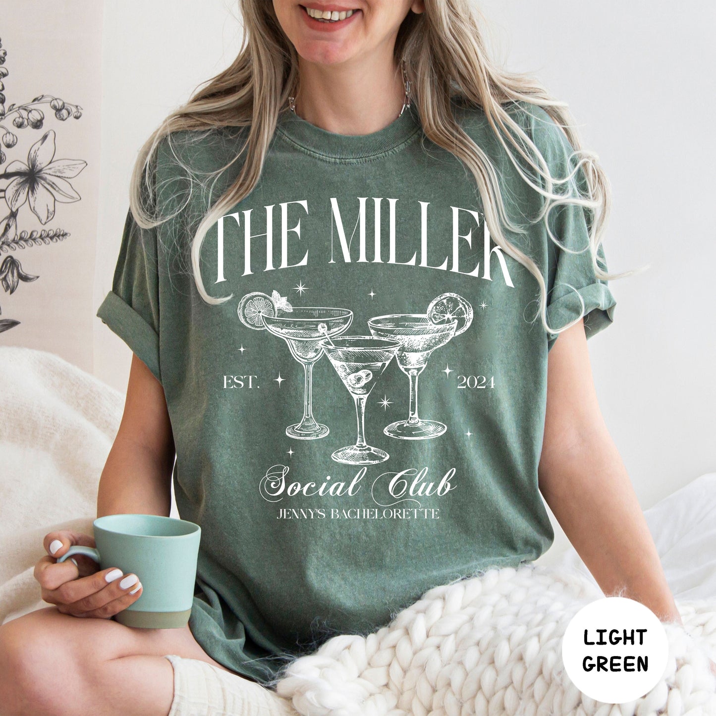 Luxury Bachelorette party shirt, Custom Name Crewneck Shirt, Social Cocktail Club Bachelorette, Bridal Party Gifts,Bride Wedding favor Shirt