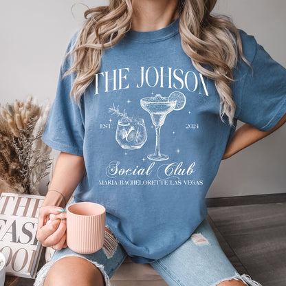 Luxury Bachelorette Merch Comfort Colors, Charleston Bachelorette Las Vegas Shirts, Custom Name Tee,Cocktail Social Club, Bridal Party Shirt