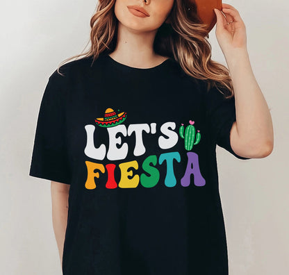 Let's Fiesta Celebration Tee Shirts, Let's Fiesta Bachelorette Party Shirt, Fiesta Serape Print, Girls Trip Shirts