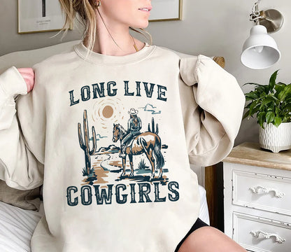 Long Live Cowgirls Western Sweatshirt, Long Live Cowgirls Sweatshirt, Western Sweatshirt, Cactus Hoodie, Cowgirl Hoodie, Country Girl Hoodie