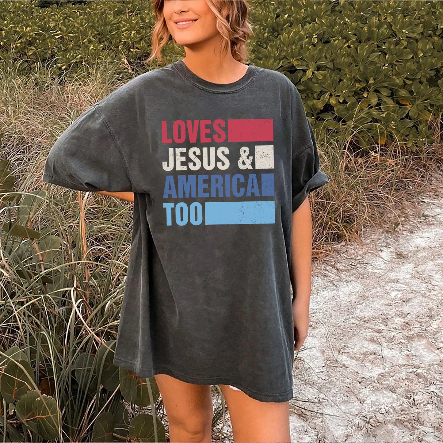 Elsker Jesus og Amerika også skjorte, 4. juli skjorte, 4. juli skjorte, America skjorte, Independence Day skjorte, Patriotic Christian skjorte