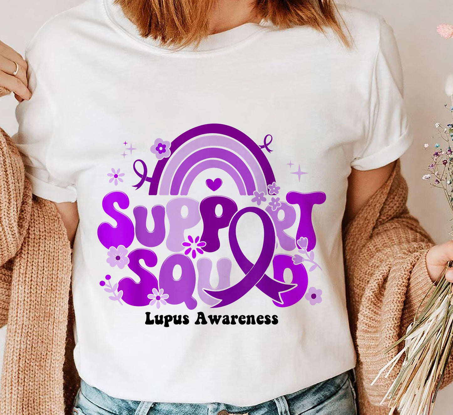 Lupus Warrior Support Squad T-shirt, Purple Ribbon Tee Shirt To Support Lupus Awareness Shirt