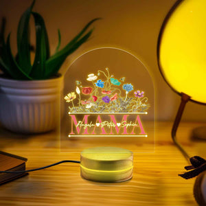 Custom Night Light for Mom, Custom Name Night Light With Birth Flower, Gift for Mommy, Gift for Mother, Mom Birthday Gift, Gift for Mama