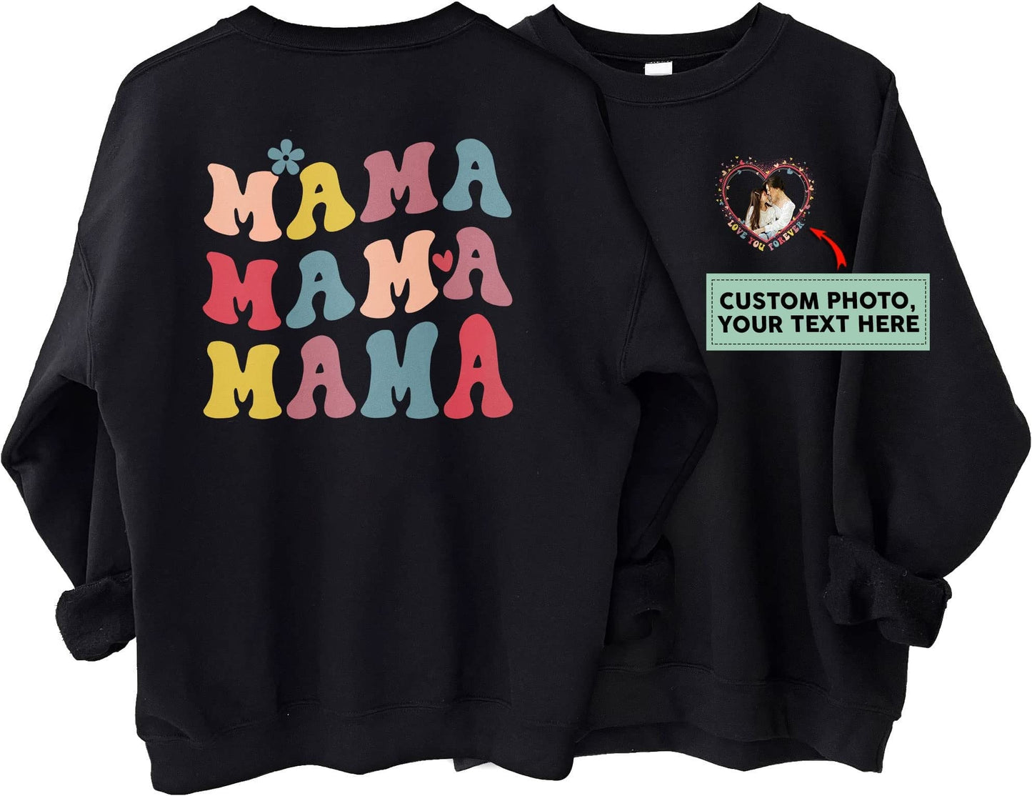 MAMA-foto-t-shirt, tilpasset mors dags-gave, gave til mor, personlig gave til mor, printbar mors-dags-fotoskjorte, bedstemor-gave