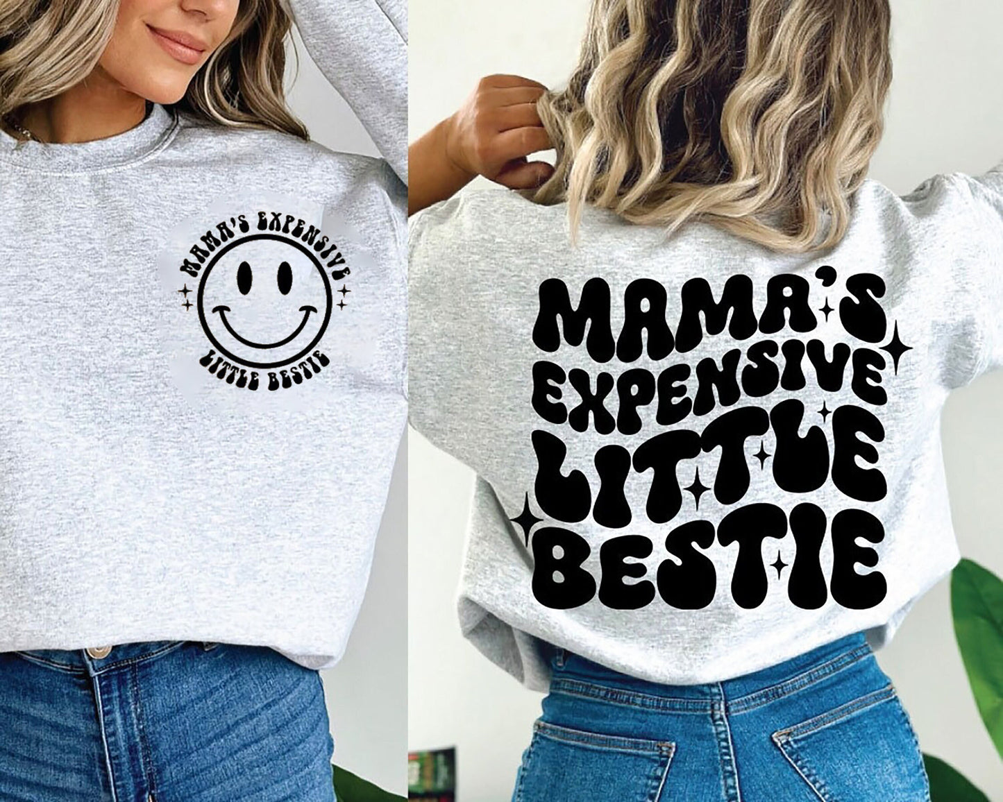 Mamas dyre lille bestie-skjorte, retro smiley-mor-skjorte, mor-skjorte til mor til mors dag, sjov mor-skjorte, mor-skjorte, fødselsdags-mor