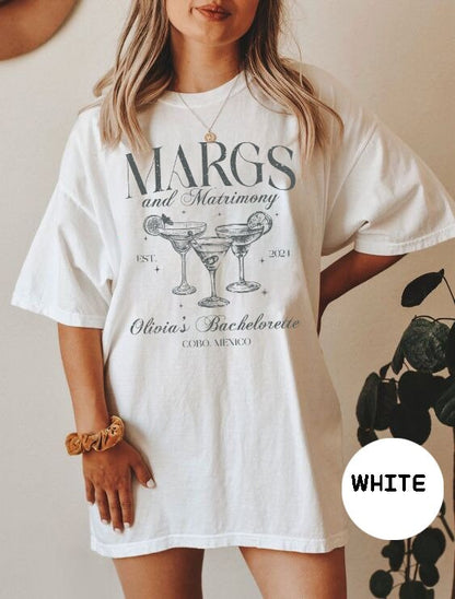 Margs and Matrimony final fiesta bachelorette party shirt, Custom Beach Bachelorette Tee,Personalized Bride Gift,Bridesmaid Bach favor Shirt