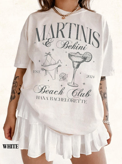 Martinis and Bikinis,Beach Bachelorette Party Shirt,Comfort Colors Personalized Luxury Bachelorette,Custom Bride,Social Club Bach Shirt