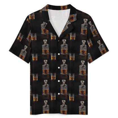 Men's Pajama Set With Whiskey Decanter Print, Ice Silk Loungewear For Men, Two Piece Sleepwear Shorts Set, Gift For Whiskey Lovers 4327374161