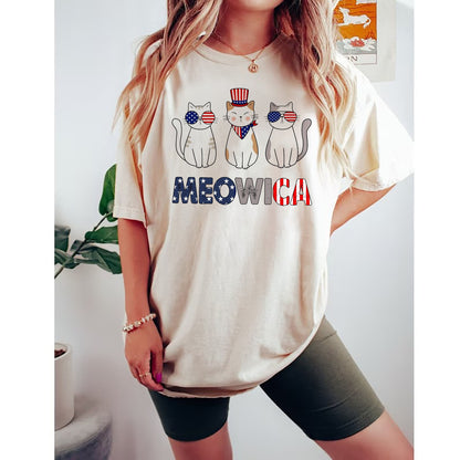 Meowica Cat Shirt, 4th Of July Gift, USA Cat Shirt, Patriotic Gift, Gift For Cat Lover, Funny Cat Gift, Memorial Day Gift, USA Cat Mom shirt