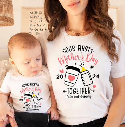 Mother's Day New Mom and Newborn Gift Set, Mother's Day Mommy And Me Tshirt, Mommy Me Matching tee, Our First Mother's Day, Gift For Her