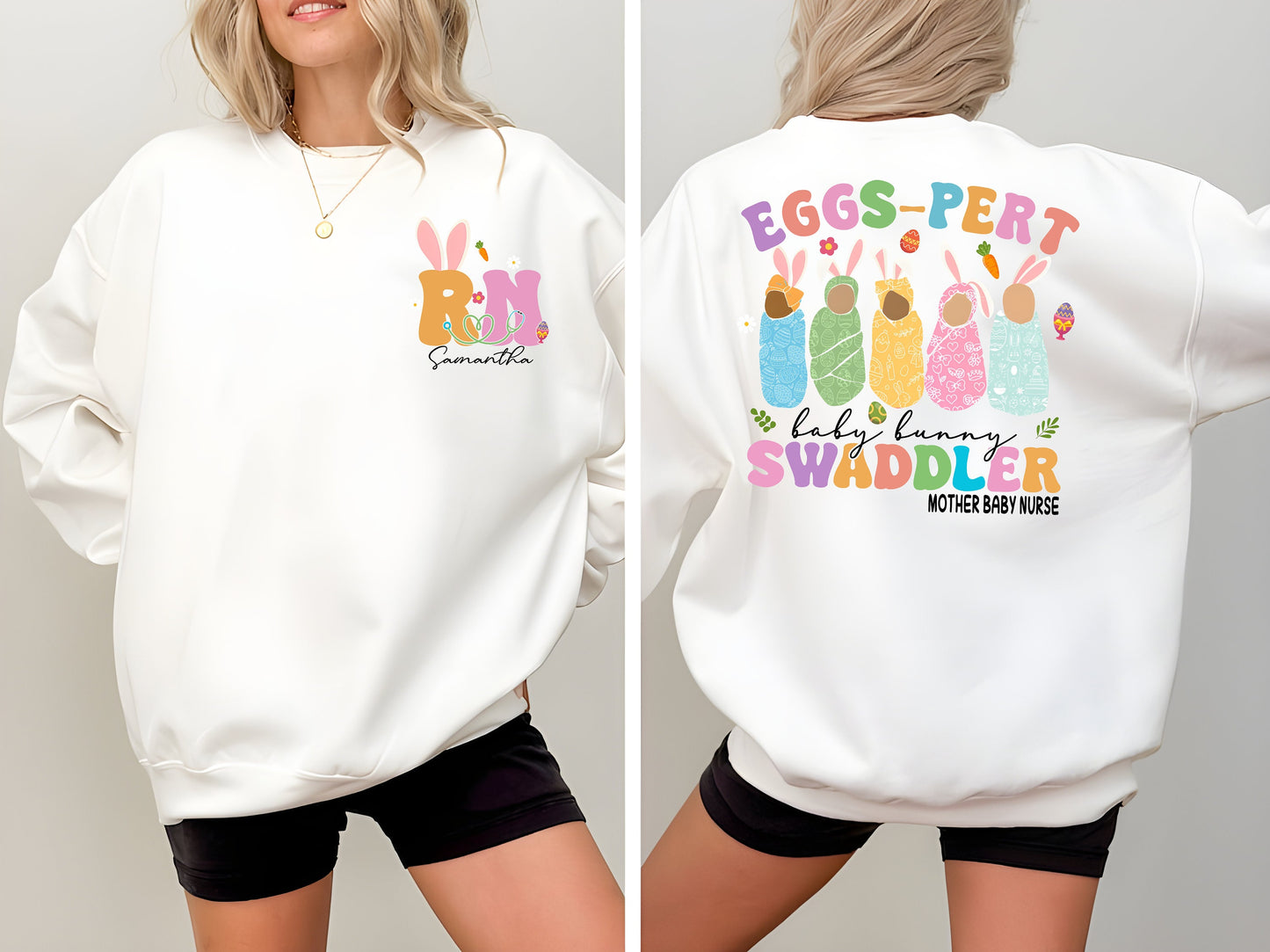 Mother Baby Nurse Easter Sweatshirt, Swaddle Specialist, Postpartum Nurse, Easter Gifts for Labor Delivery Nurse, Easter Nicu Nurse Shirt