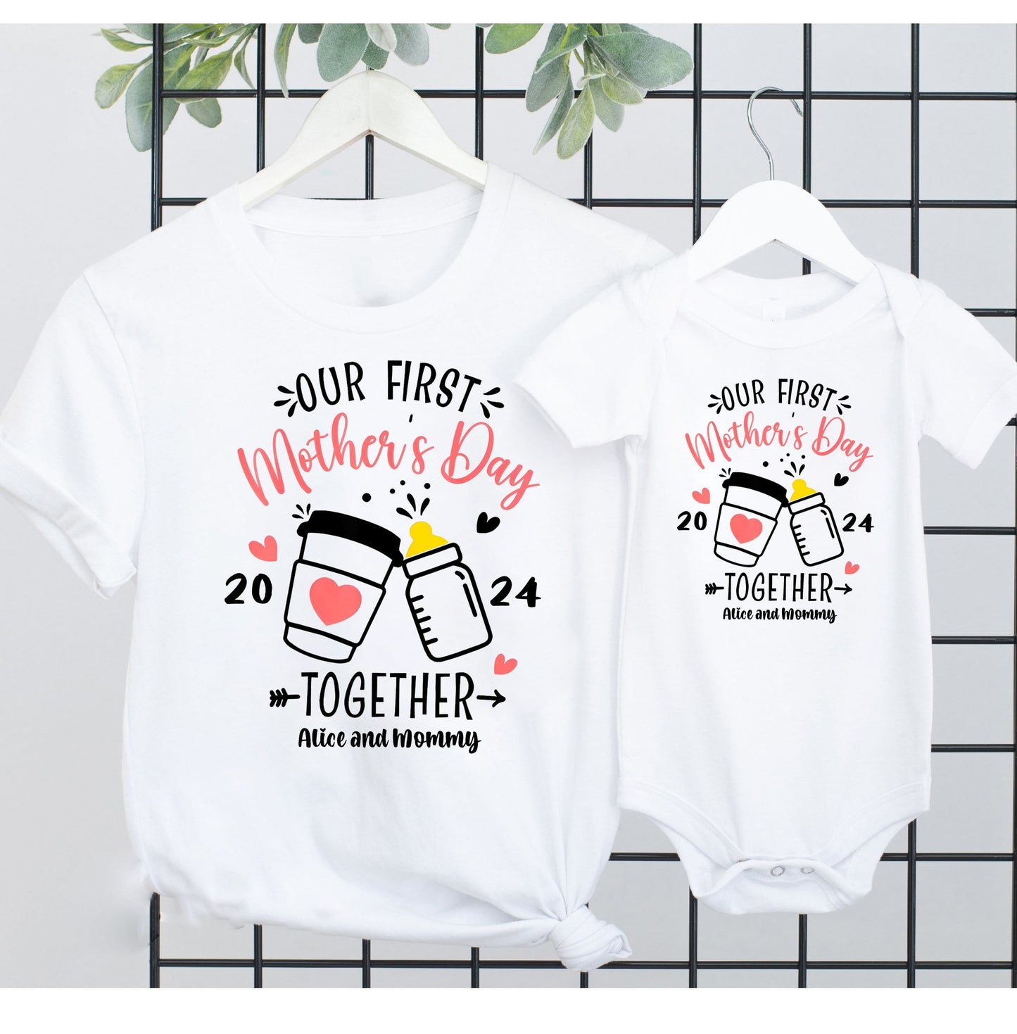 Mother's Day New Mom and Newborn Gift Set, Mother's Day Mommy And Me Tshirt, Mommy Me Matching tee, Our First Mother's Day, Gift For Her