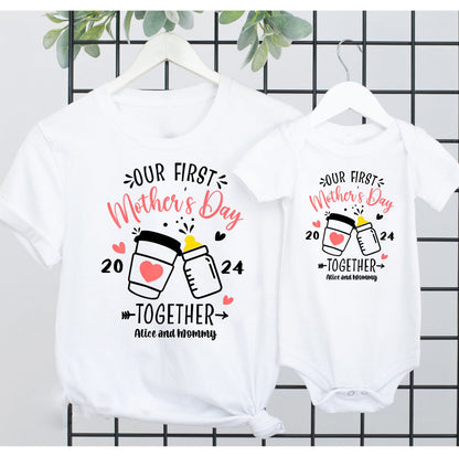 Mother's Day New Mom and Newborn Gift Set, Mother's Day Mommy And Me Tshirt, Mommy Me Matching tee, Our First Mother's Day, Gift For Her