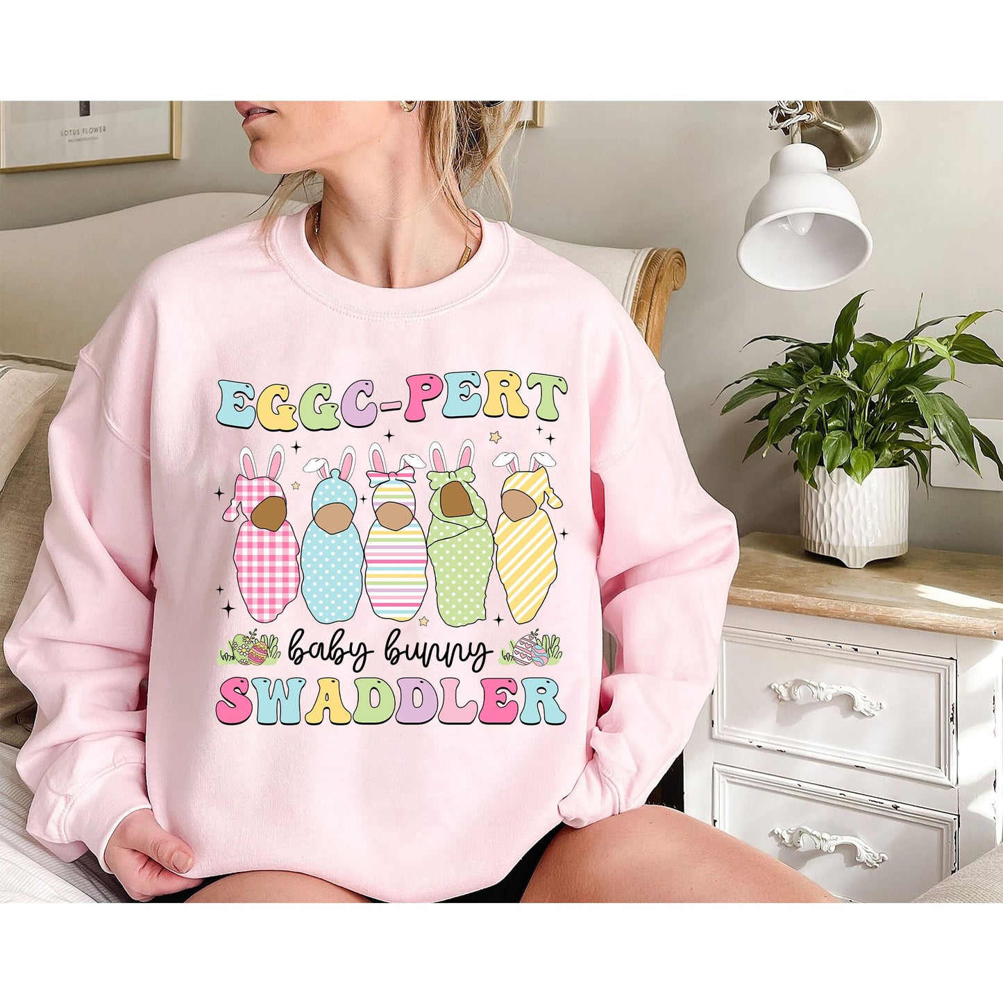 Mother Baby Nurse Easter Sweatshirt, Swaddle Specialist, Postpartum Nurse, Easter Gifts for Labor Delivery Nurse, Easter Nicu Nurse Shirt