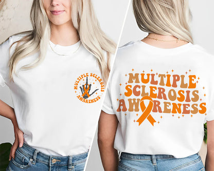 Multiple Sclerosis Awareness Shirt, MS Awareness Shirt, Multiple Sclerosis Tees, Funny Skeleton Orange Ribbon Shirt, MS Warrior Gift