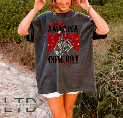 Make America Cowboy Again Shirt, 4th of July Graphic Tee, USA, Patriotic Graphic Tee,Trendy 4th of July, July 4th, Western
