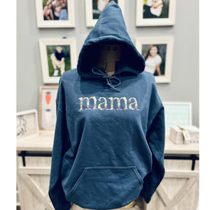 Mama Floral Hoodie or Sweatshirt with Custom Embroidered Kids Name On Sleeve