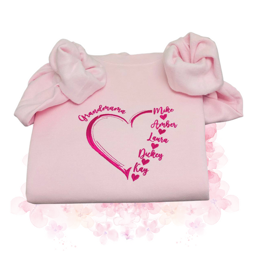 Mama, Grandmama With Kid Name Sweatshirt, Hoodie  Custom Embroidery