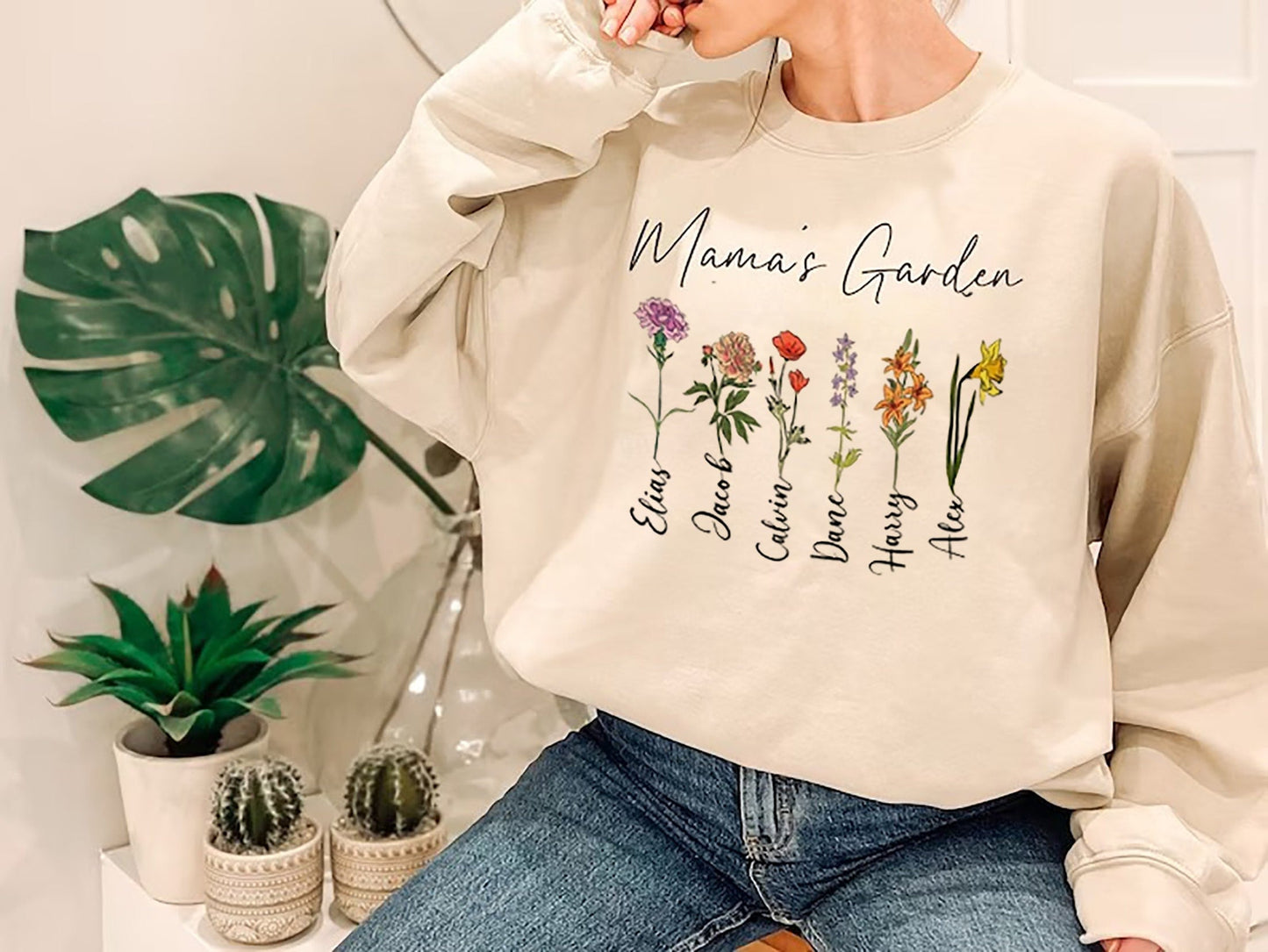 Mama's Garden Shirt, Mother Day Gift, Birth Month Flower Shirt, Mom's Flowers Garden Sweater, Custom Mom Shirt, Custom Flower Shirt gift