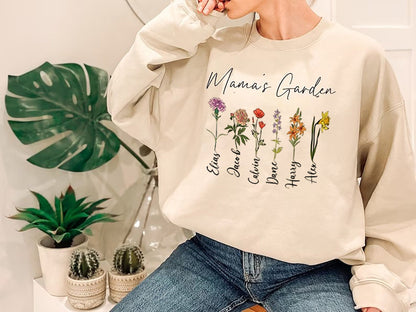 Mama's Garden Shirt, Mother Day Gift, Birth Month Flower Shirt, Mom's Flowers Garden Sweater, Custom Mom Shirt, Custom Flower Shirt gift